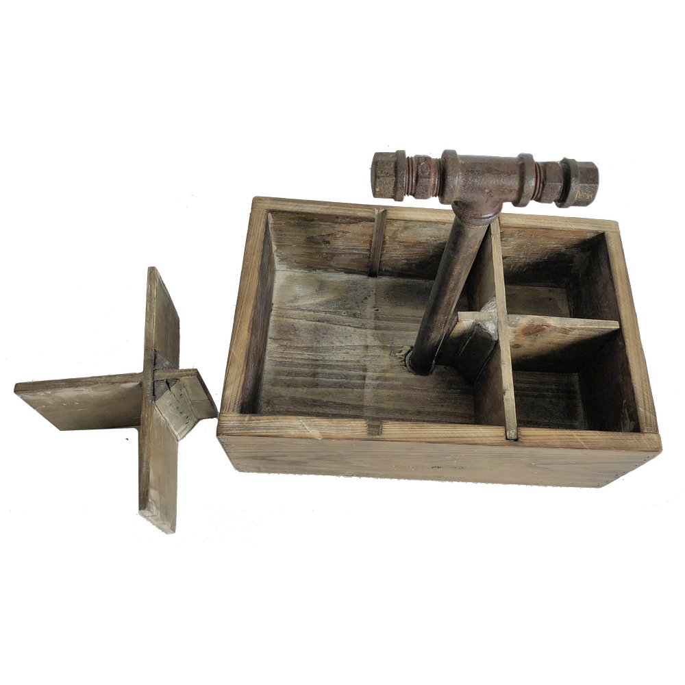 Holztragekiste 6 Fächer Antik-Art/Vintage, 31 x 21 x 11 cm