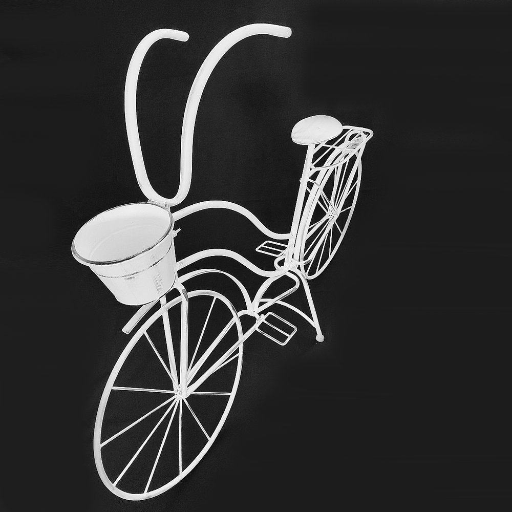 Fahrrad Metall Deko XL weiß, L 113 x H 82 cm