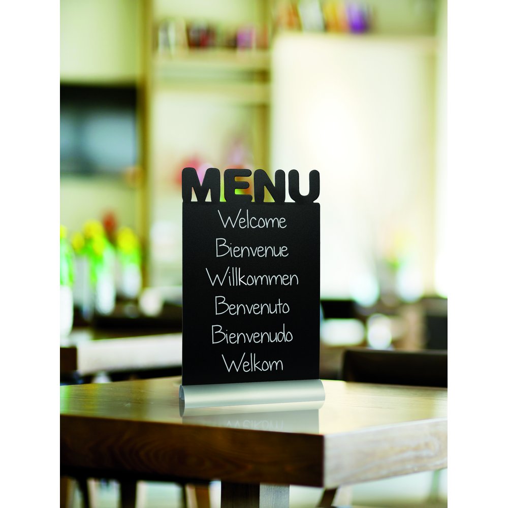 Schieferlacktafel Menu schwarz / alu, ca. 25 x 35 cm