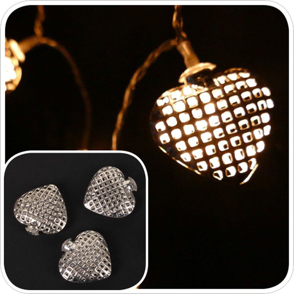 Metallherzen 20 Stück silber für Lichterkette
