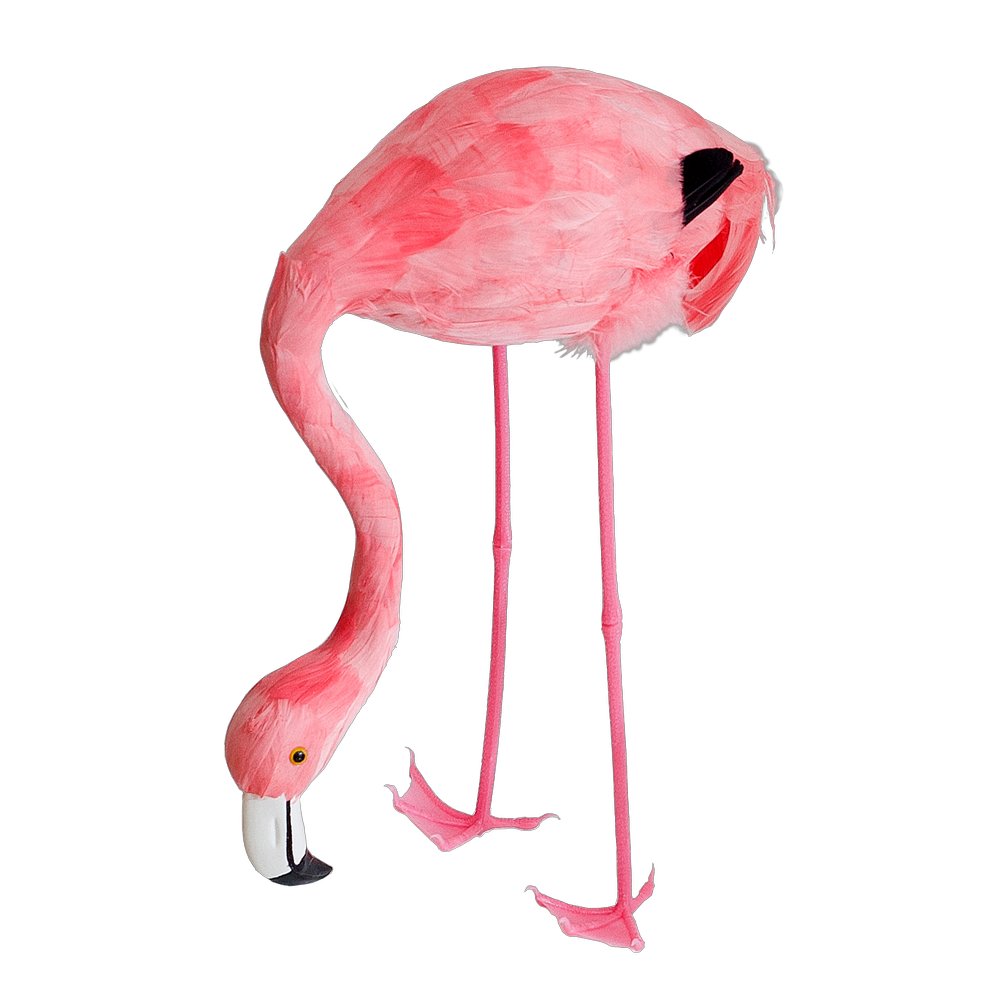 Flamingo Tierattrappe Kopf unten klein, 39 cm