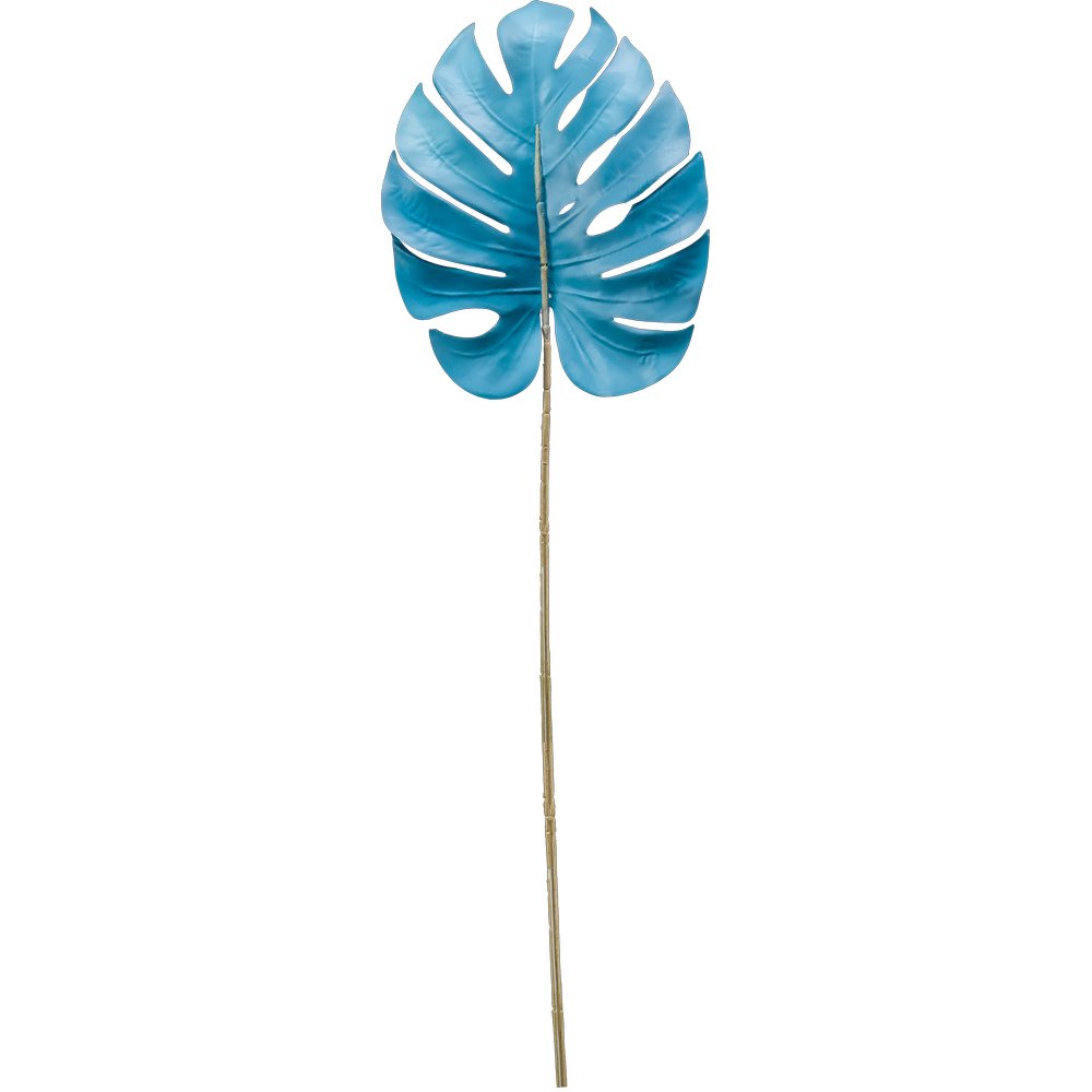 Monstera-Blatt Color hellblau, 75 cm