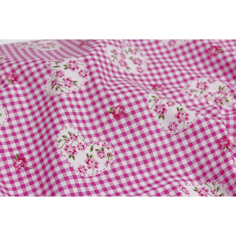 Karostoff mit Herzen pink, 140 cm breit