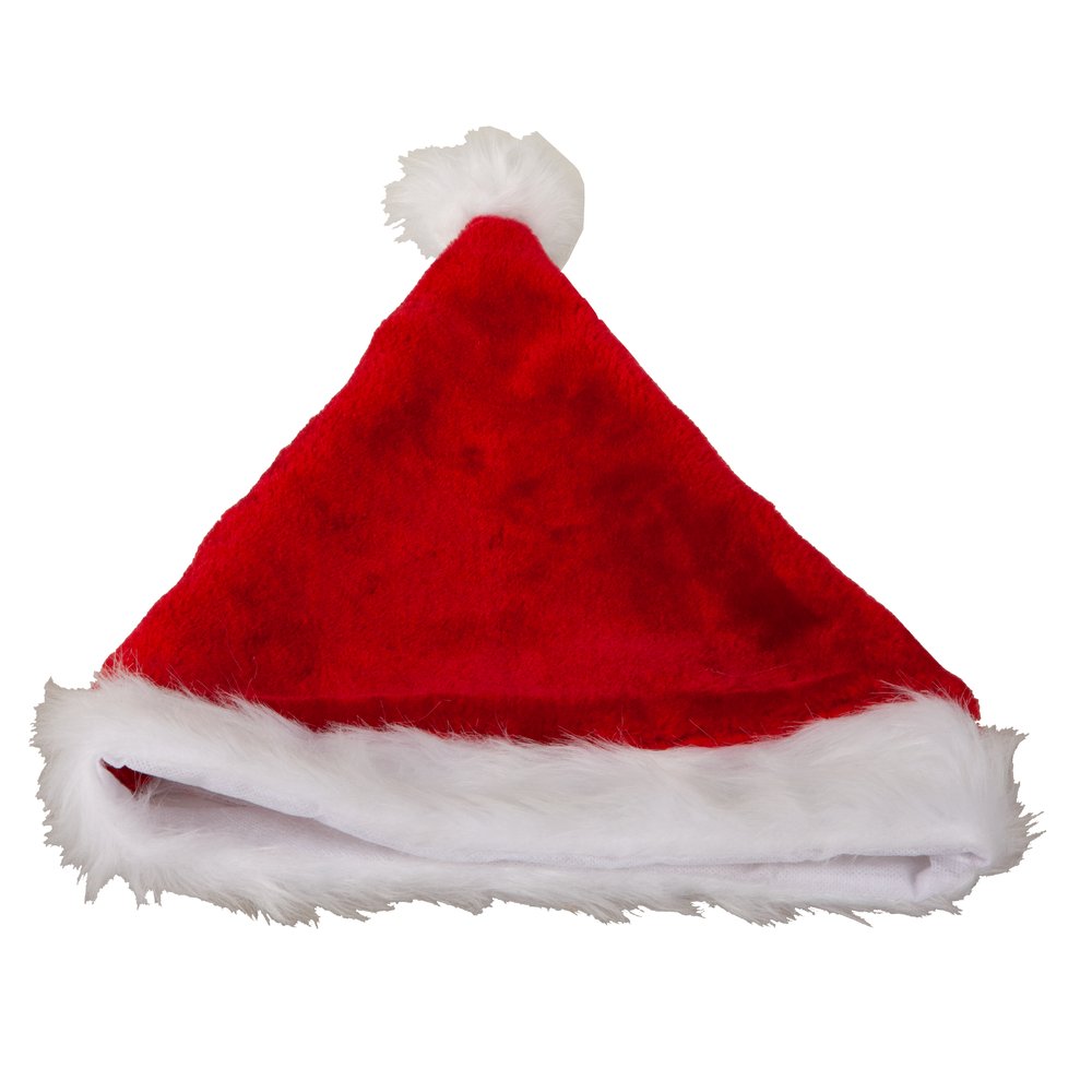 Nikolausmütze Stoff/Plüsch  rot/weiß,45 cm