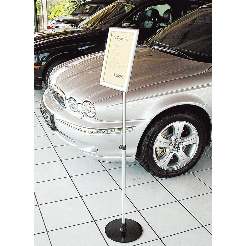 Infoständer DIN A4 silber/schwarz höhenverstellbar H 64-120 cm