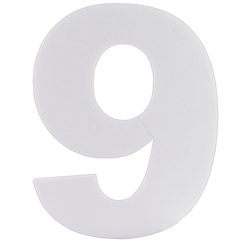 Styropor-Zahl Zahl 9/Neun weiß 30 cm