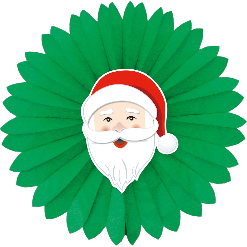 Faltrosette Nikolauskopf grün/rot/weiß,Ø 60 cm