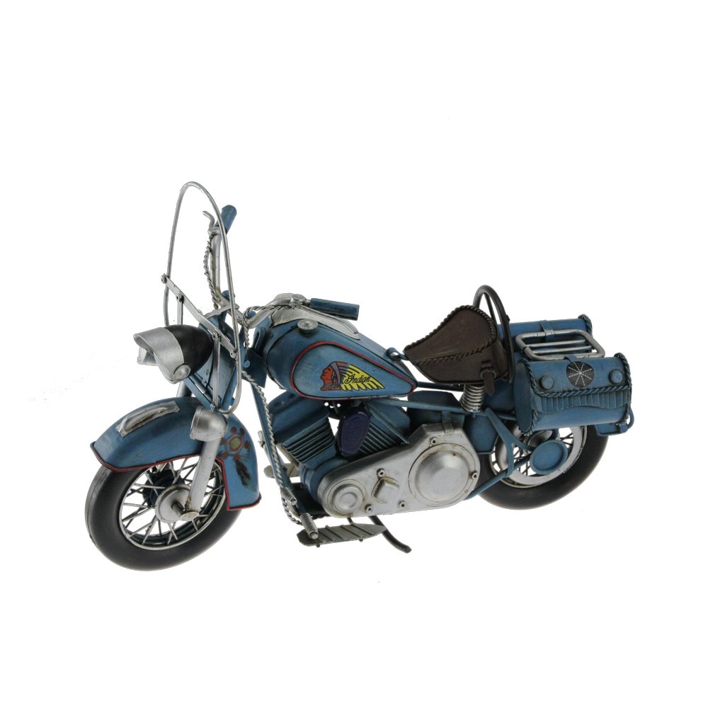 Motorrad Indian Metall blau, 33 x 15 x 23 cm