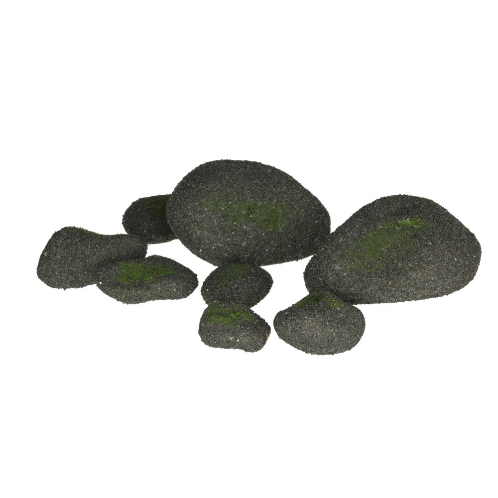Steine mit Moos 8 Stück grau, 5-12 cm