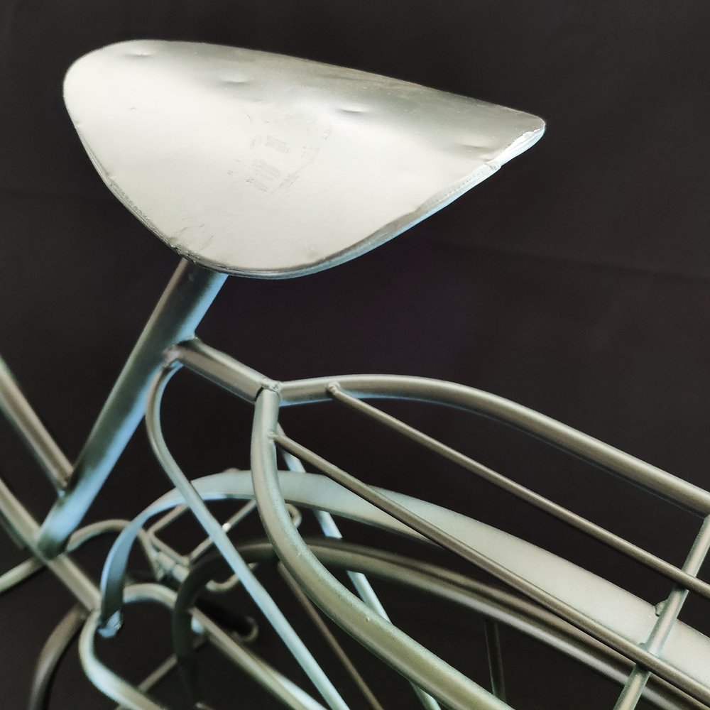 Fahrrad Metall Deko XL grau/blau-vintage, L 113 x H 82