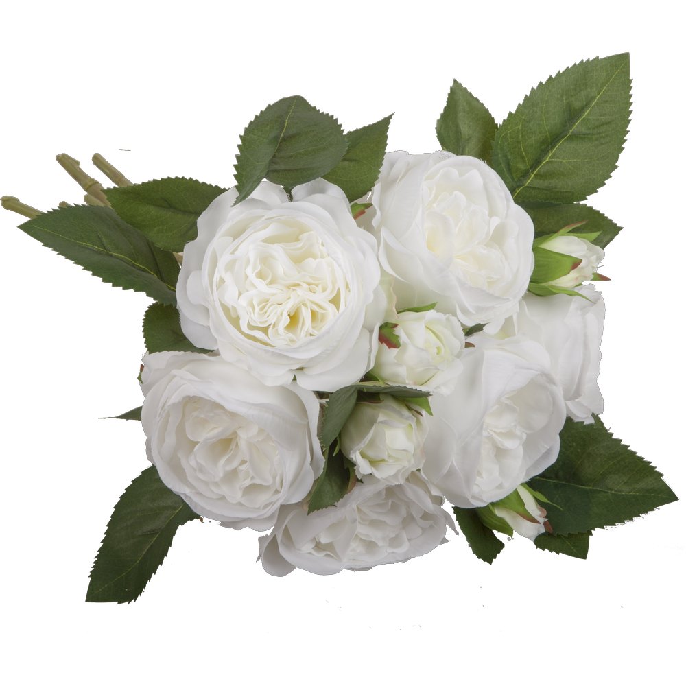 Englische Rosen als Strauß grün/weiß, Ø 30 x H 40 cm