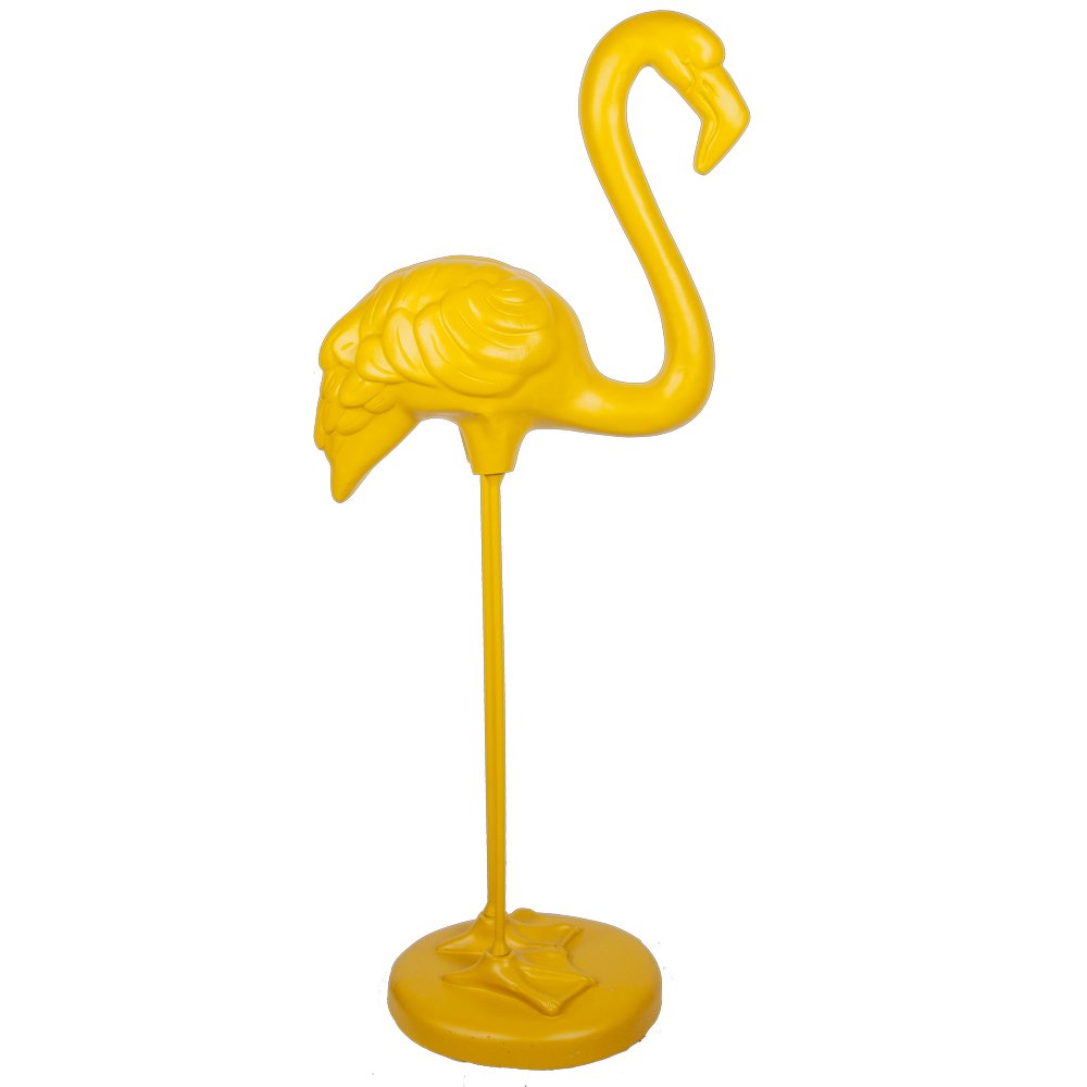 Fiberglas Objekt Flamingo gelb, H 118 cm, B 50 cm