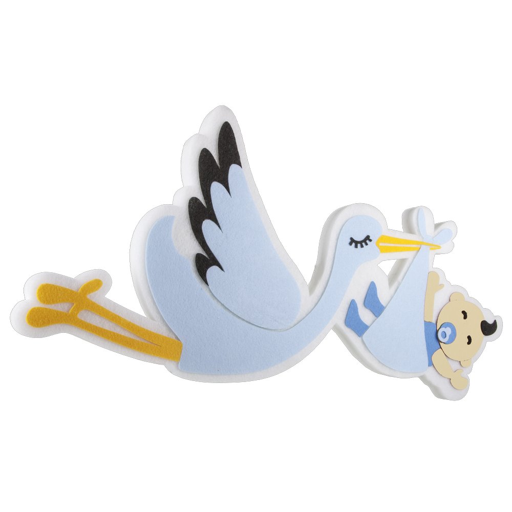 Storch fliegend Baby Junge Watteschild  81 cm