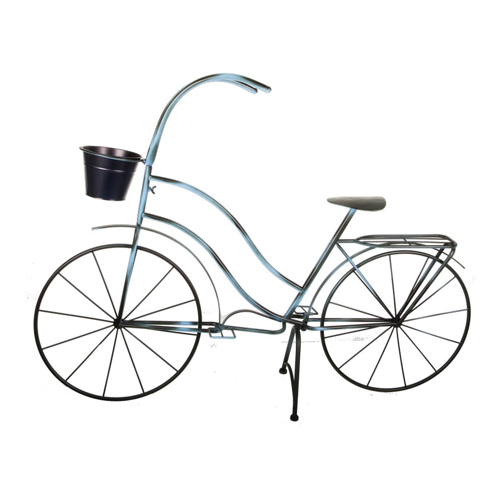 Fahrrad Metall Deko XL grau/blau-vintage, L 113 x H 82