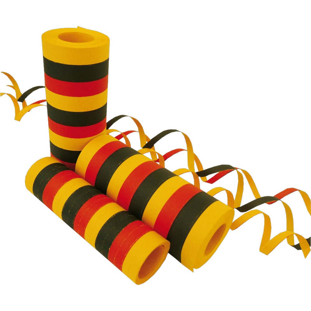 Luftschlangen Deutschland 20 Rollen schwarz-rot-gelb