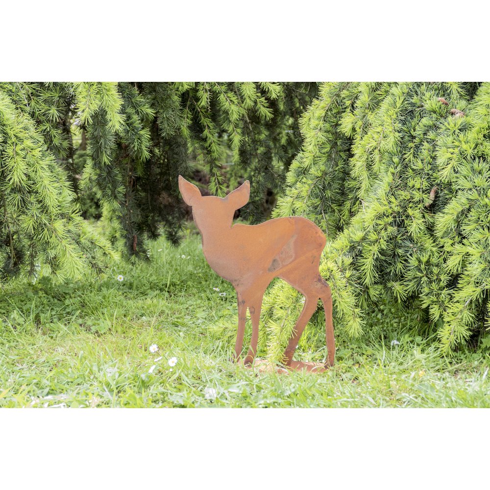 Rehkitz auf Platte Metall/Rosteffekt, 33 x 40 cm