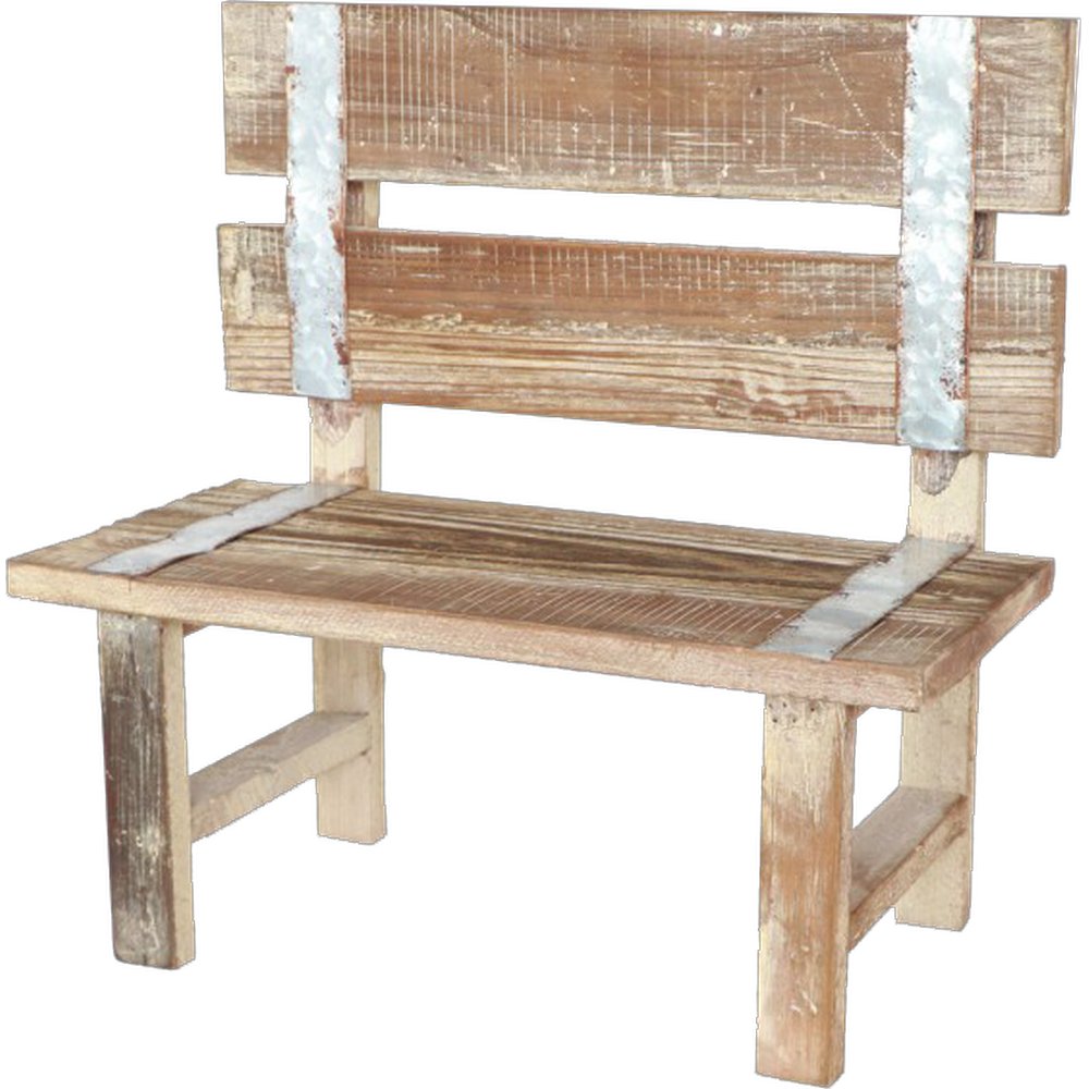 Bank Holz/Metall Mini natur, 38 x 20 x H38 cm