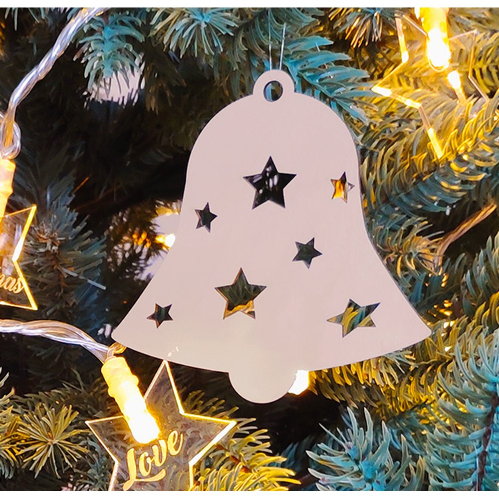 Anhänger Glocke mit Sternen natur, Ø 9,5 cm