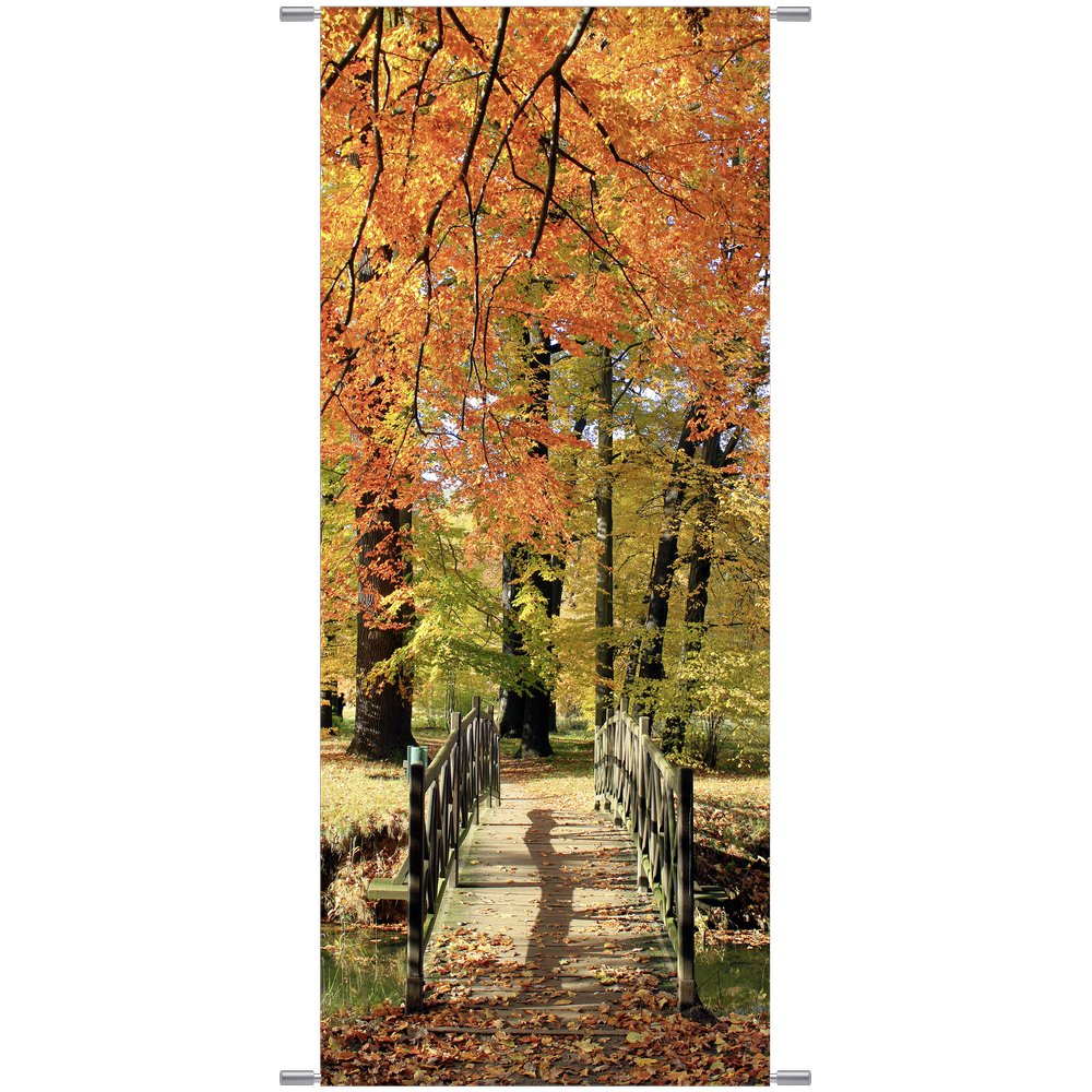 Banner Herbstwaldweg Brücke, 75 x 180 cm