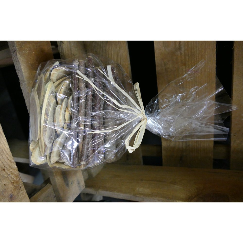 Holzbaumscheiben länglich mit Ästen Streumix, 250g, 4-7 cm, Äste 9-13 cm
