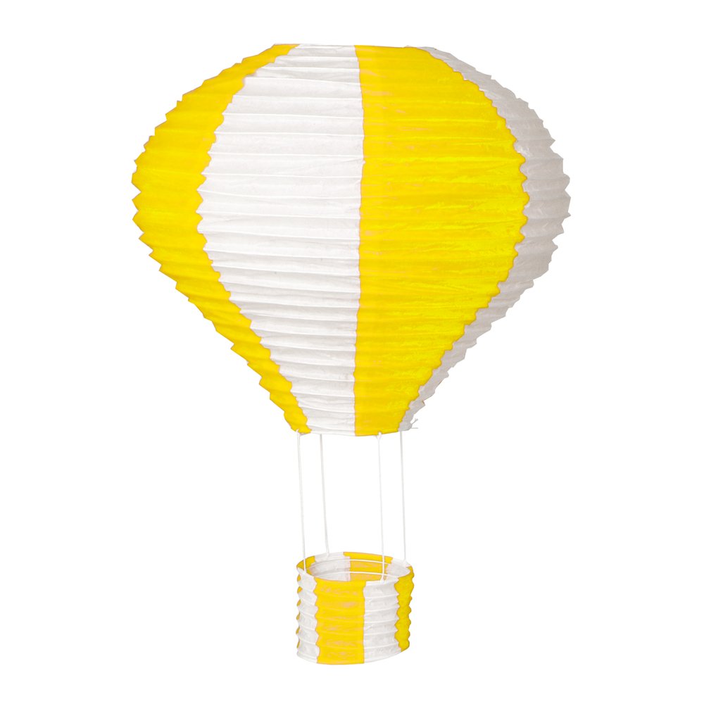 Heißluftballon Papier gelb-weiß, Ø 40 x 60 cm