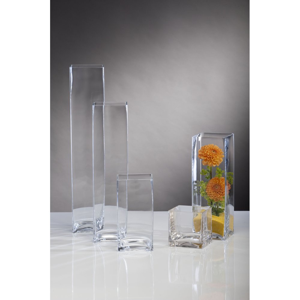 Glas-Viereckvase, 10 x 10 x 50 cm