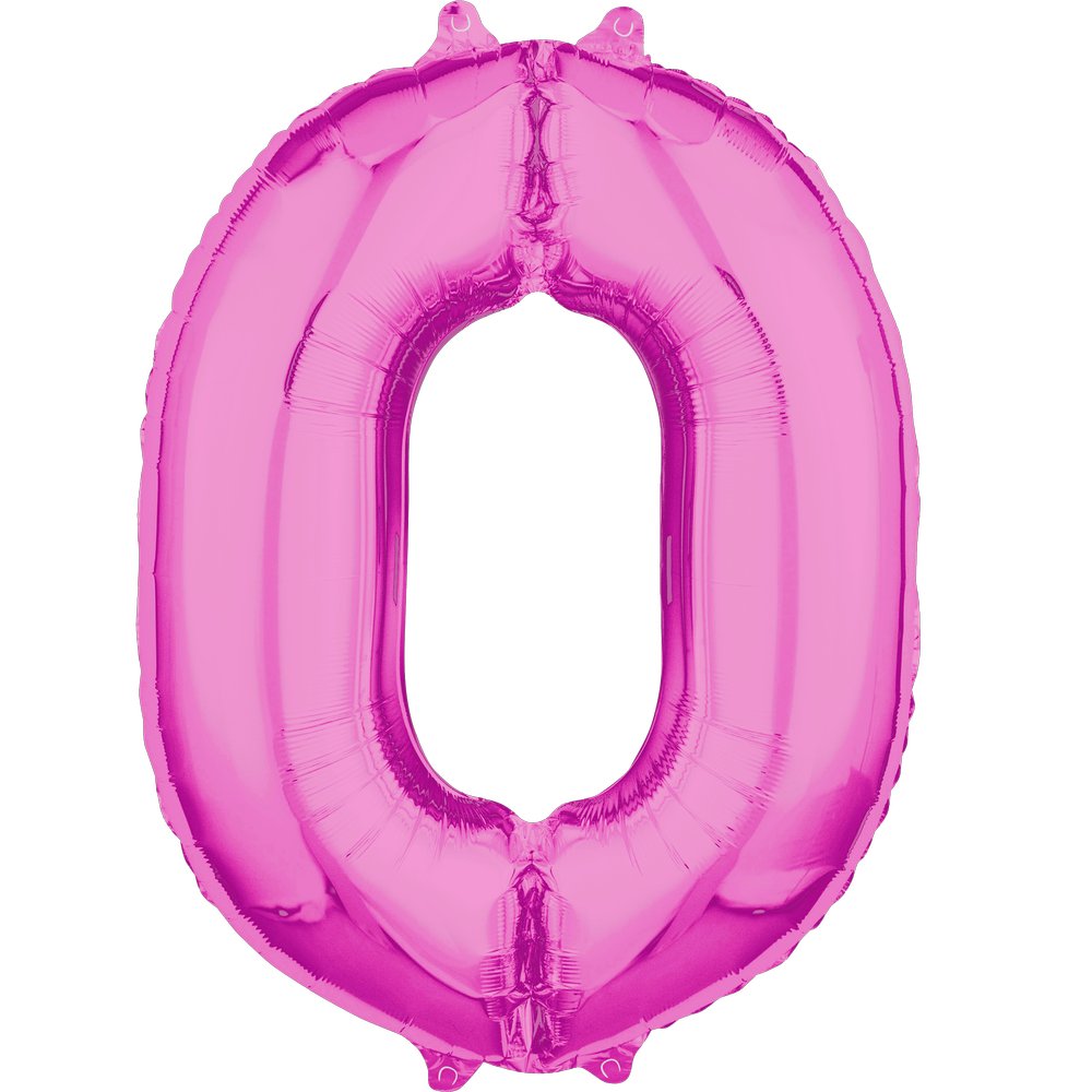 Folienballon XL Zahl pink, Zahl 0