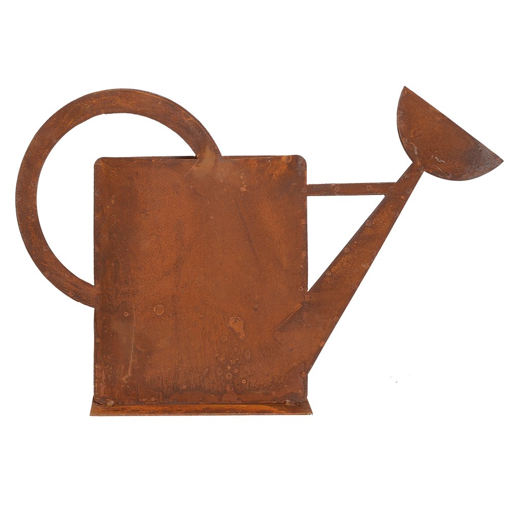 Gießkanne auf Platte Metall/Rosteffekt, 70 x 47 cm