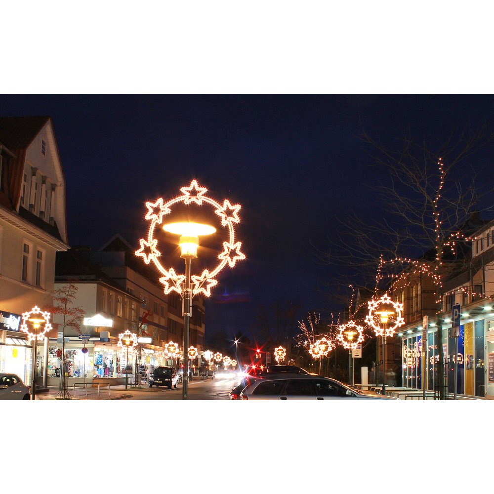 Mastbeleuchtung Sternenkreis warm weiß, 140 x 140 cm