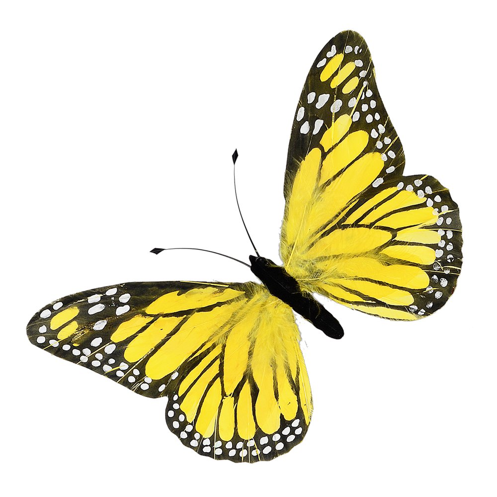 Schmetterling aus Federn gelb  B 30 cm, H 18 cm
