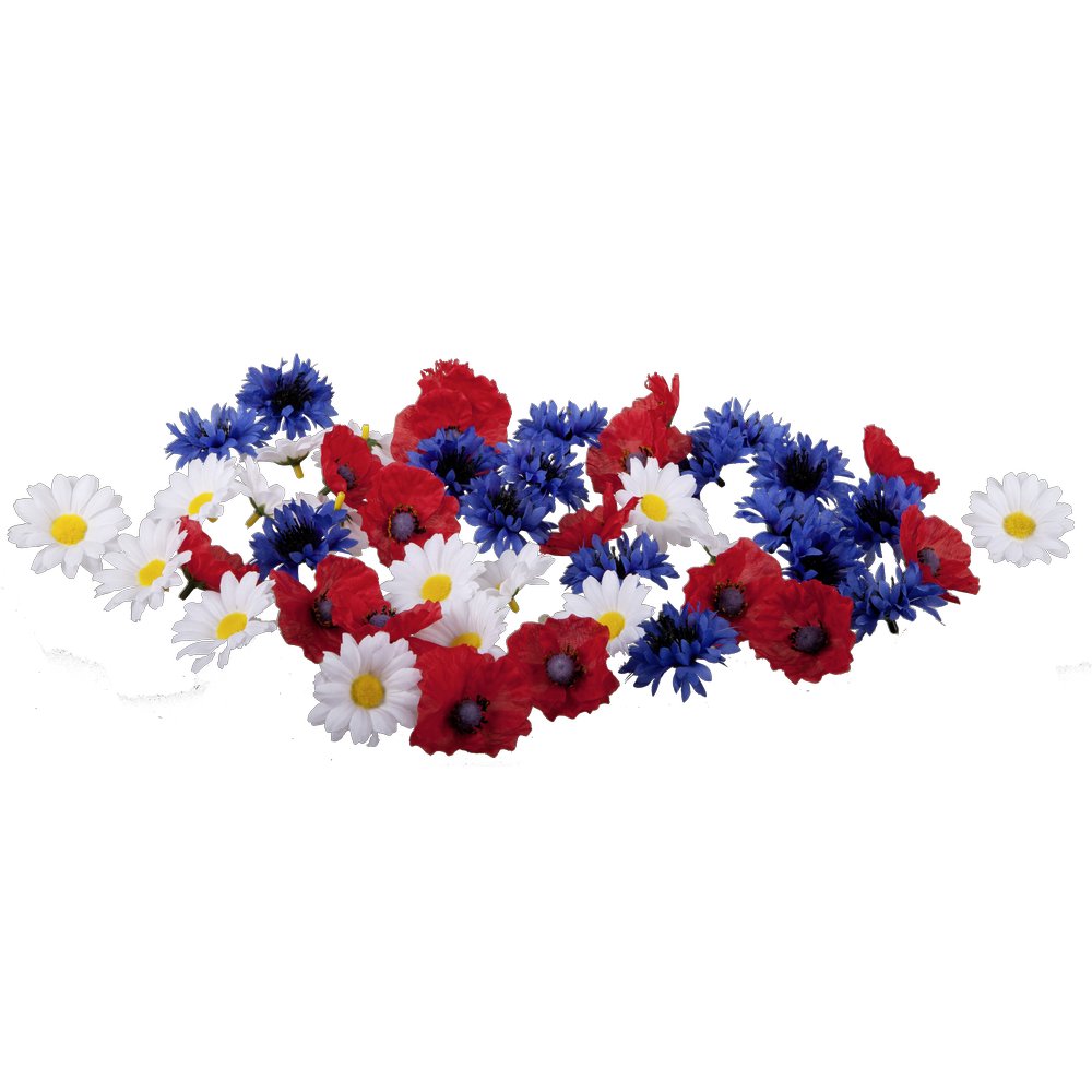 Feldblumen Streublüten 48 Stück Ø 5,5 cm, Mohnblüten, Kornblumen, Margeriten