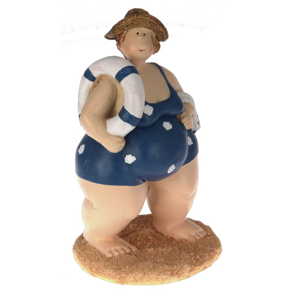 Badenixe Figur Polyresin stehend blau-weiß, 16 cm