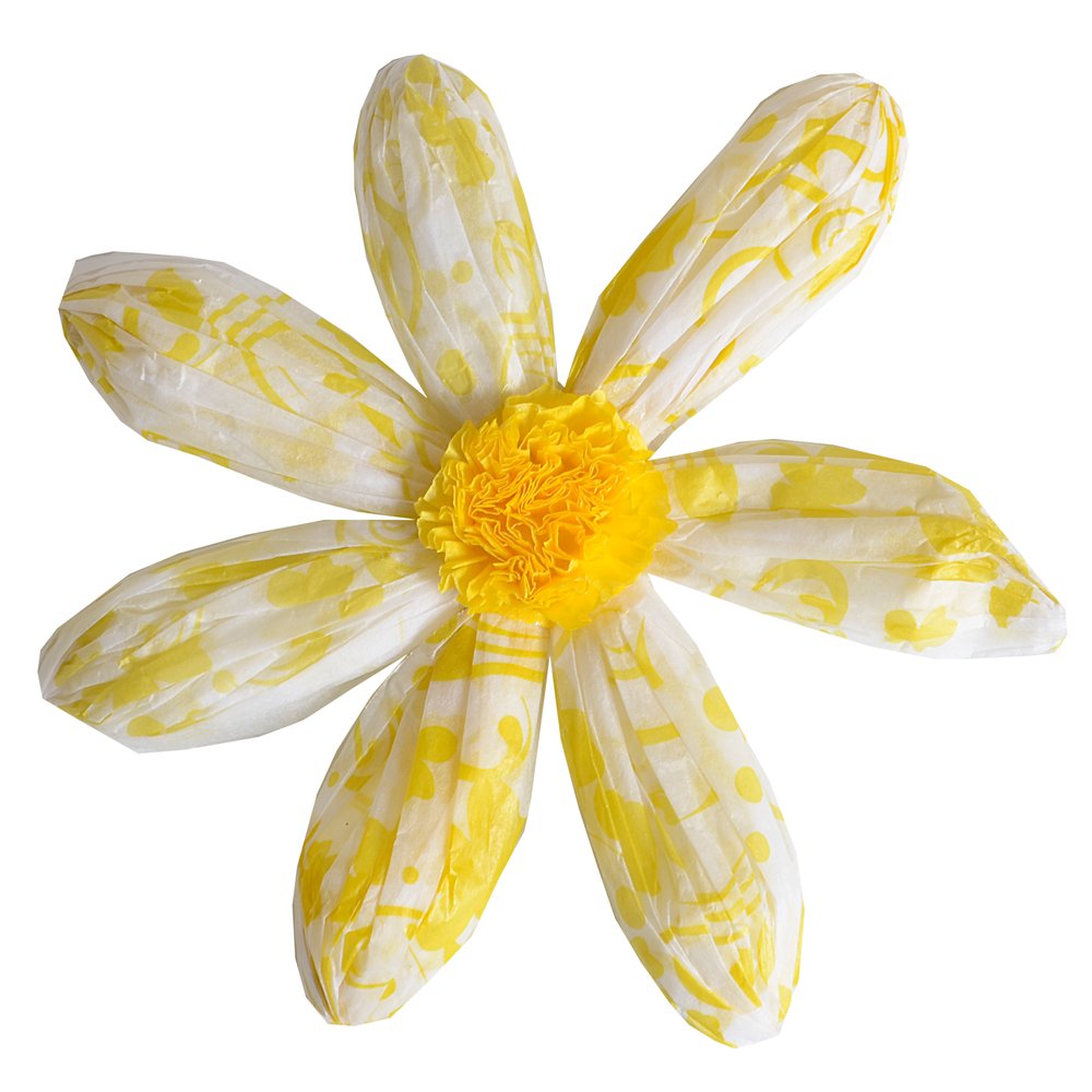 Blüten Paperflorale gelb-weiß, 12 Stück, Ø 12 cm