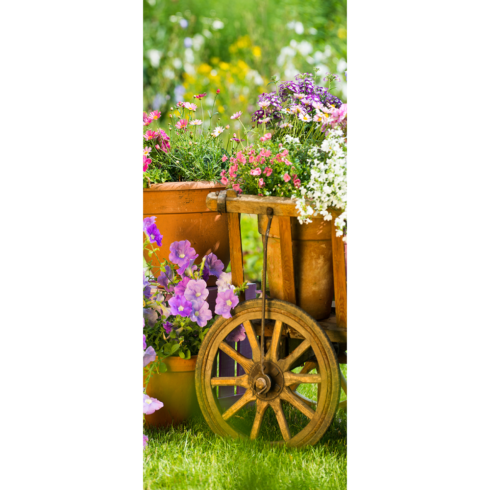 Banner Gartenblumen auf Wagen 180 cm
