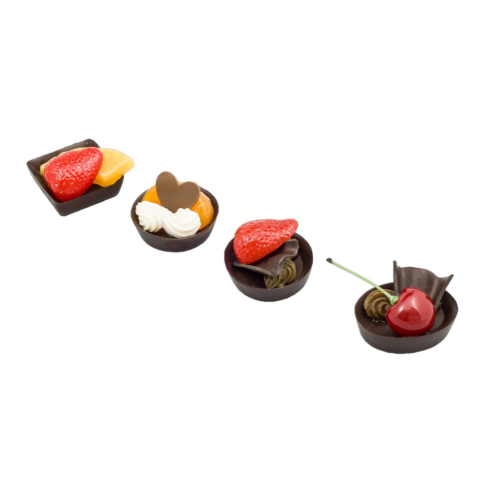 Früchtetörtchen Schoko 4 Stück, Ø 4,5 cm