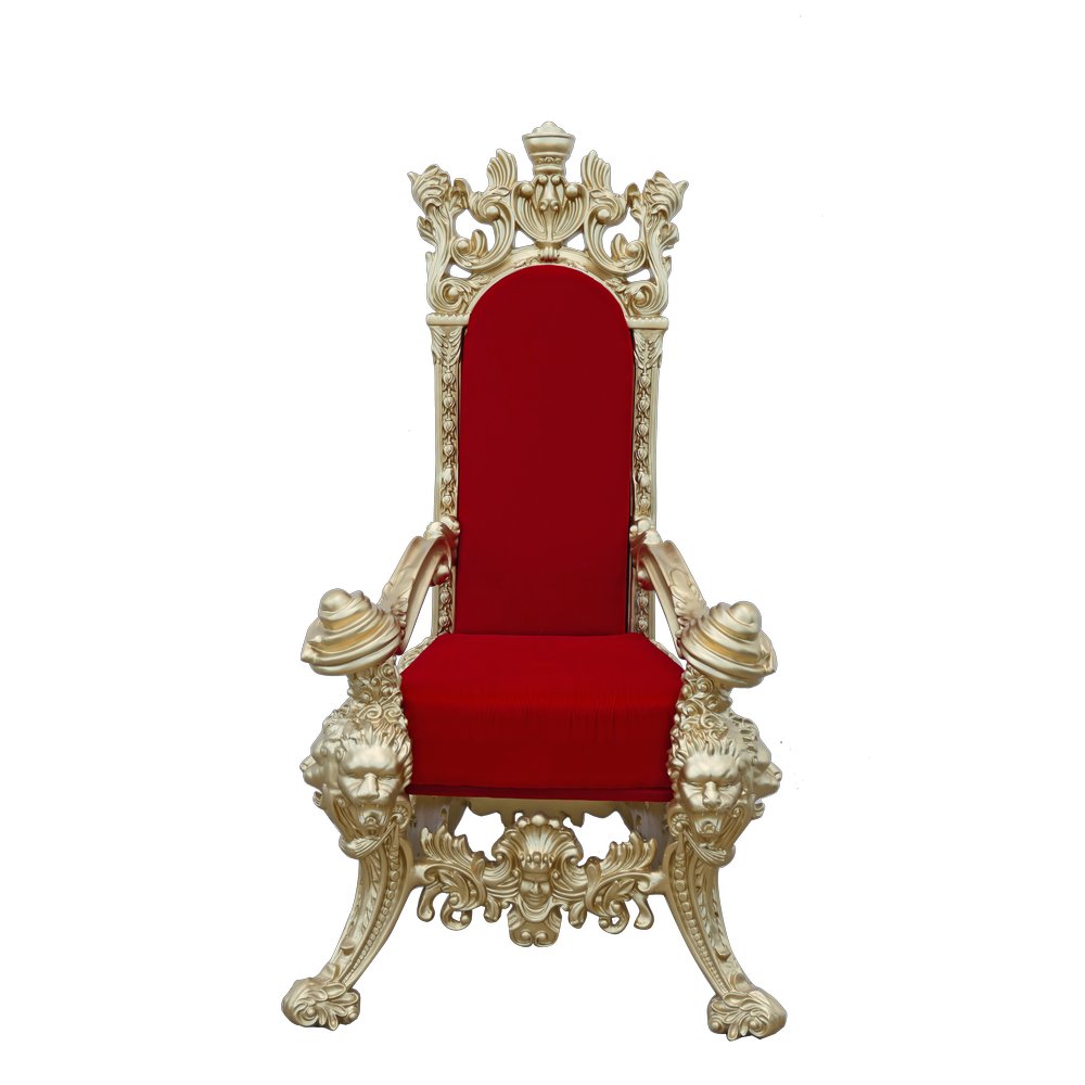 Fiberglas Objekt Thron XL gold/rot, 100x95xH185 cm