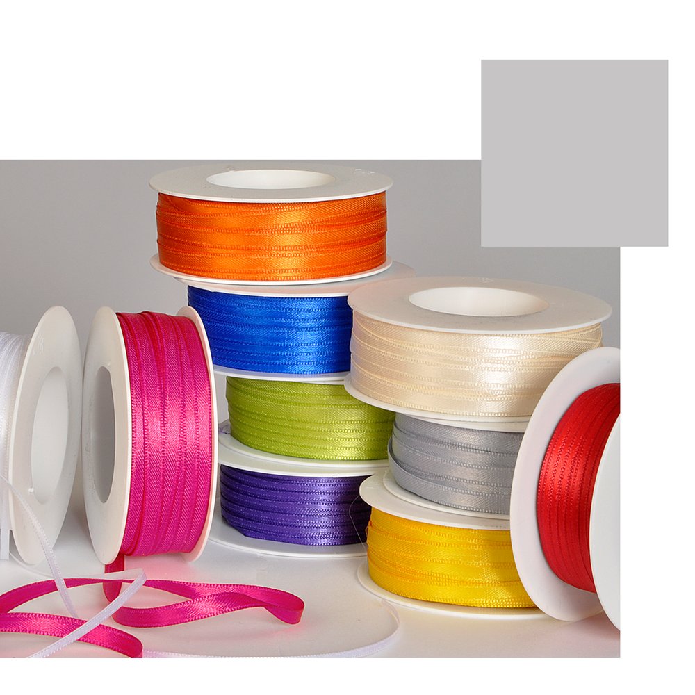 Doppelsatinband grau, 3 mm x 50 m