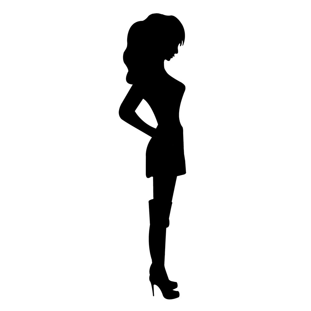 Silhouette Frau Bomba Wanddekor schwarz, 40 x 165 cm