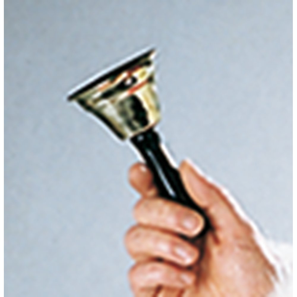 Glocke mit Holzgriff gold, 12 cm