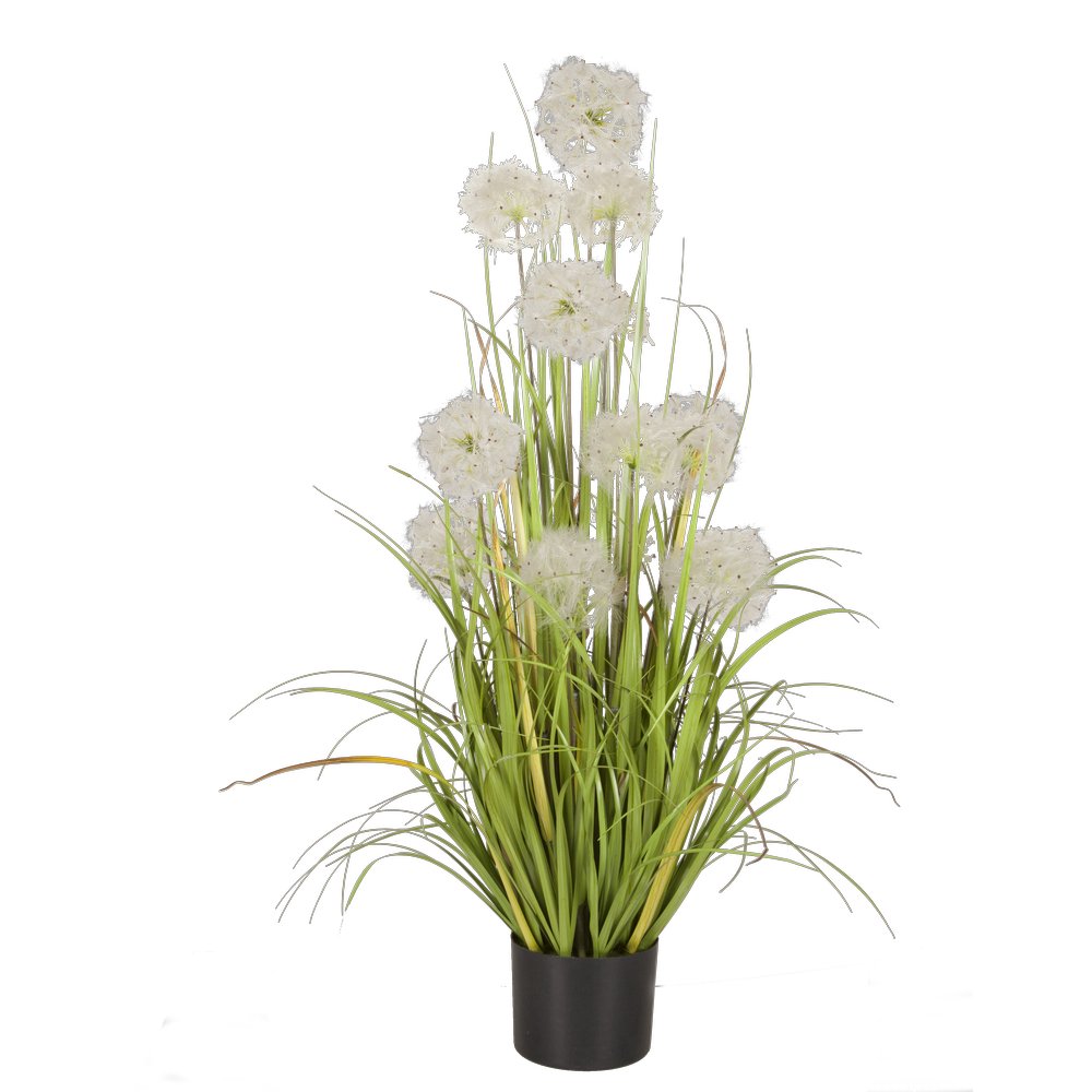 Grasbündel mit Pusteblumen grün/weiß, H 98 cm, Ø 50 cm