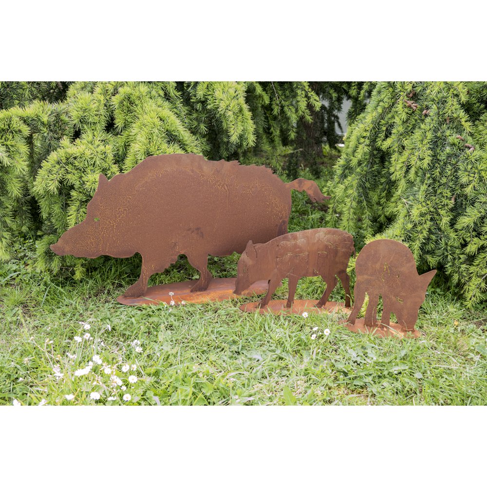 Wildschwein auf Platte Metal/Rosteffekt, 100 x 50 cm
