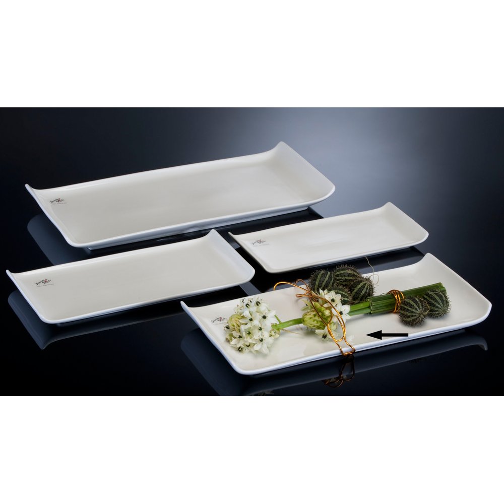 Porzellan Platte FLAT weiß, 36 x 17 x H 3,5 cm