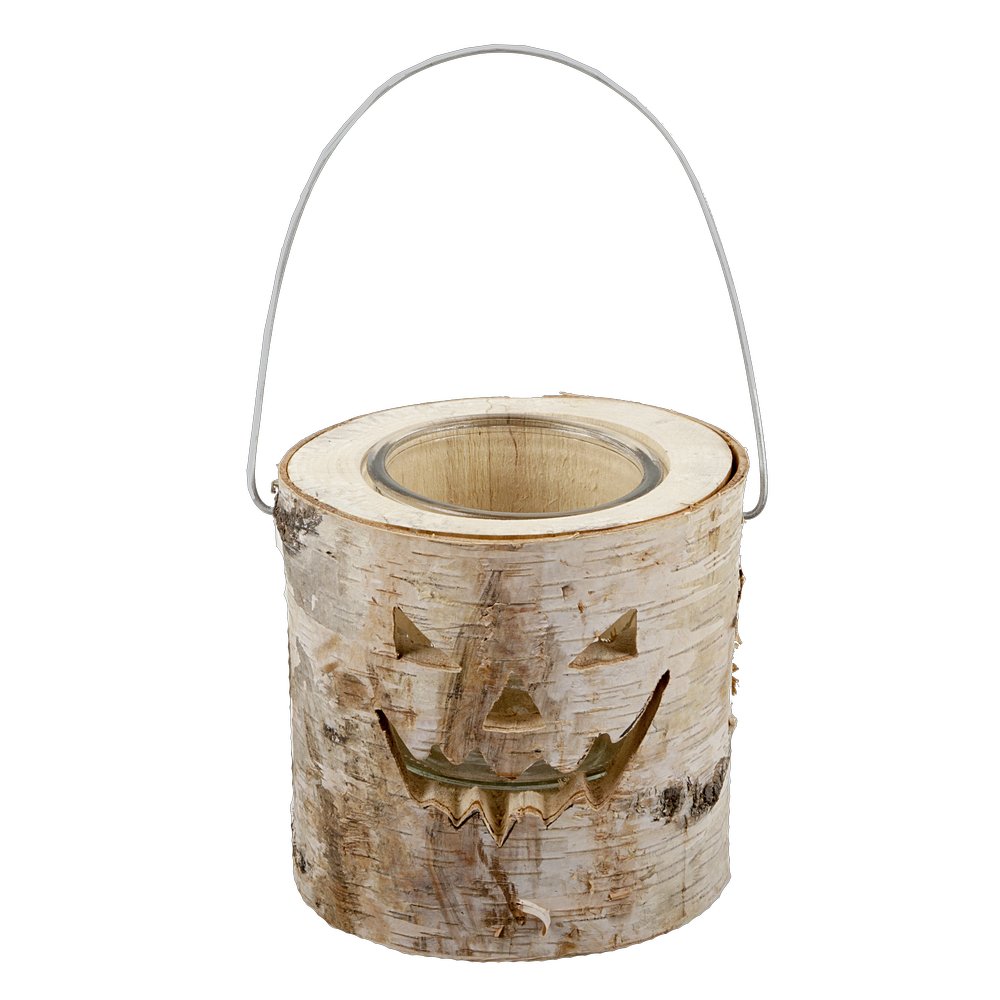 Halloweengesicht Birke mit Glas, Ø 15 x 16 cm