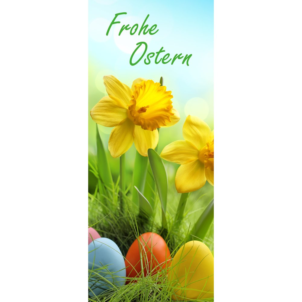 Banner Osterglocken mit Eier bunt,75 x 180 cm