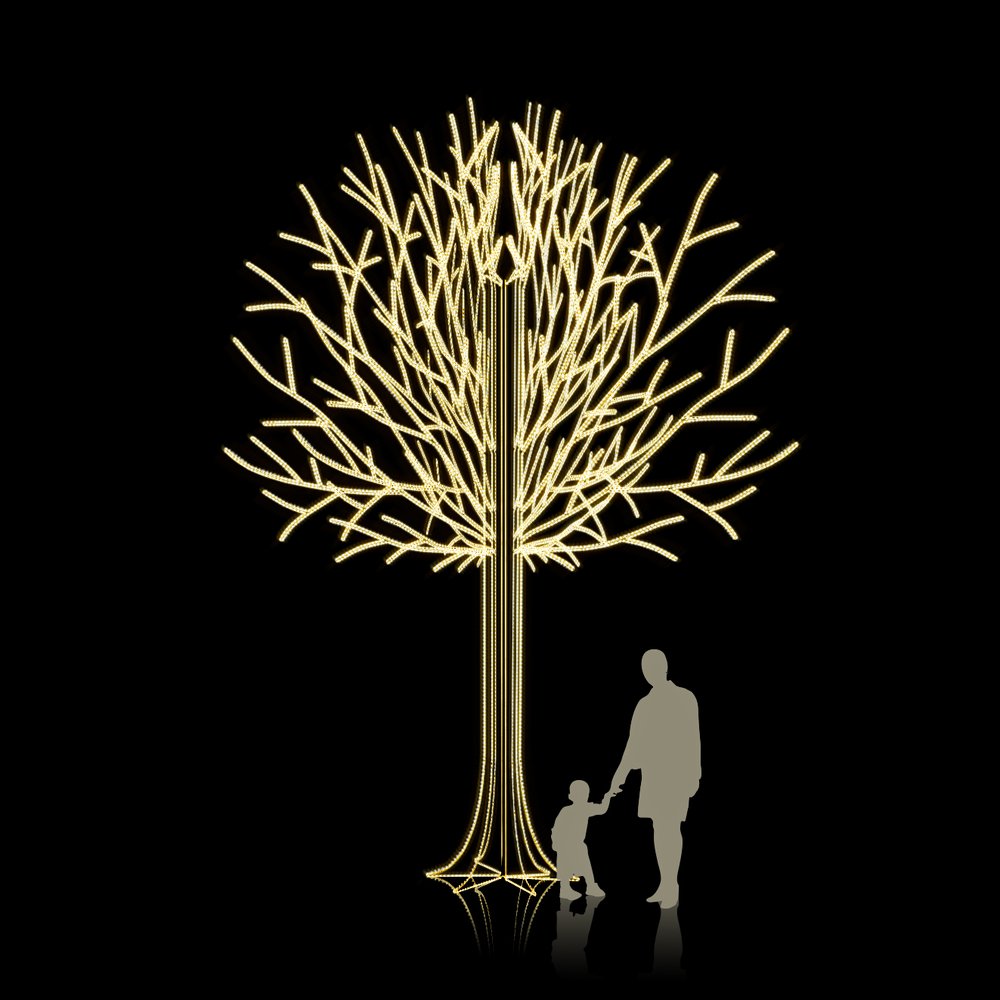Lichtobjekt 3D Baum Future warm-weiß, 370 x 370 x H 500 cm