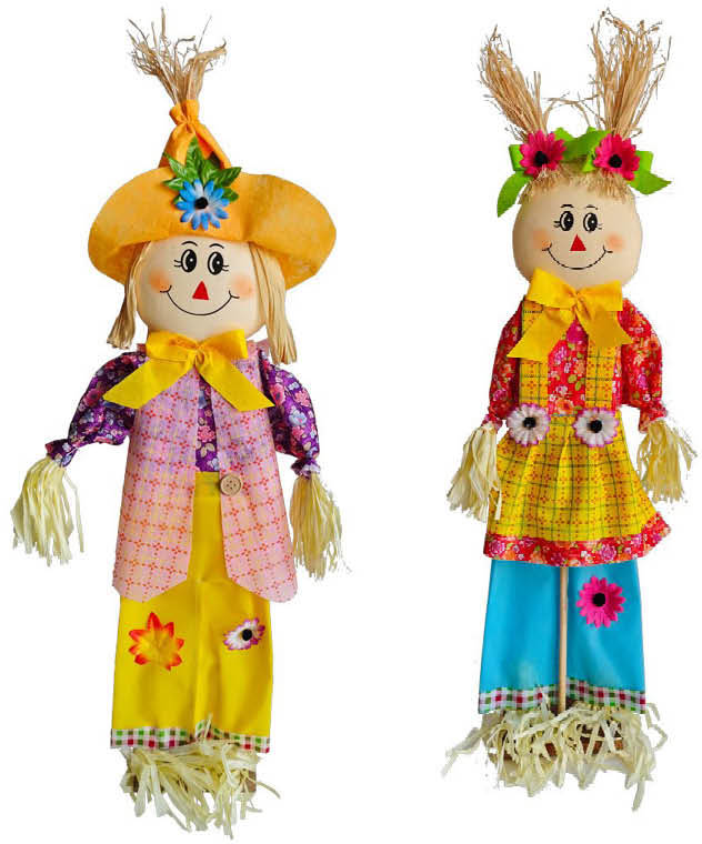 Vogelscheuchenpaar stehend bunt,H 83 cm