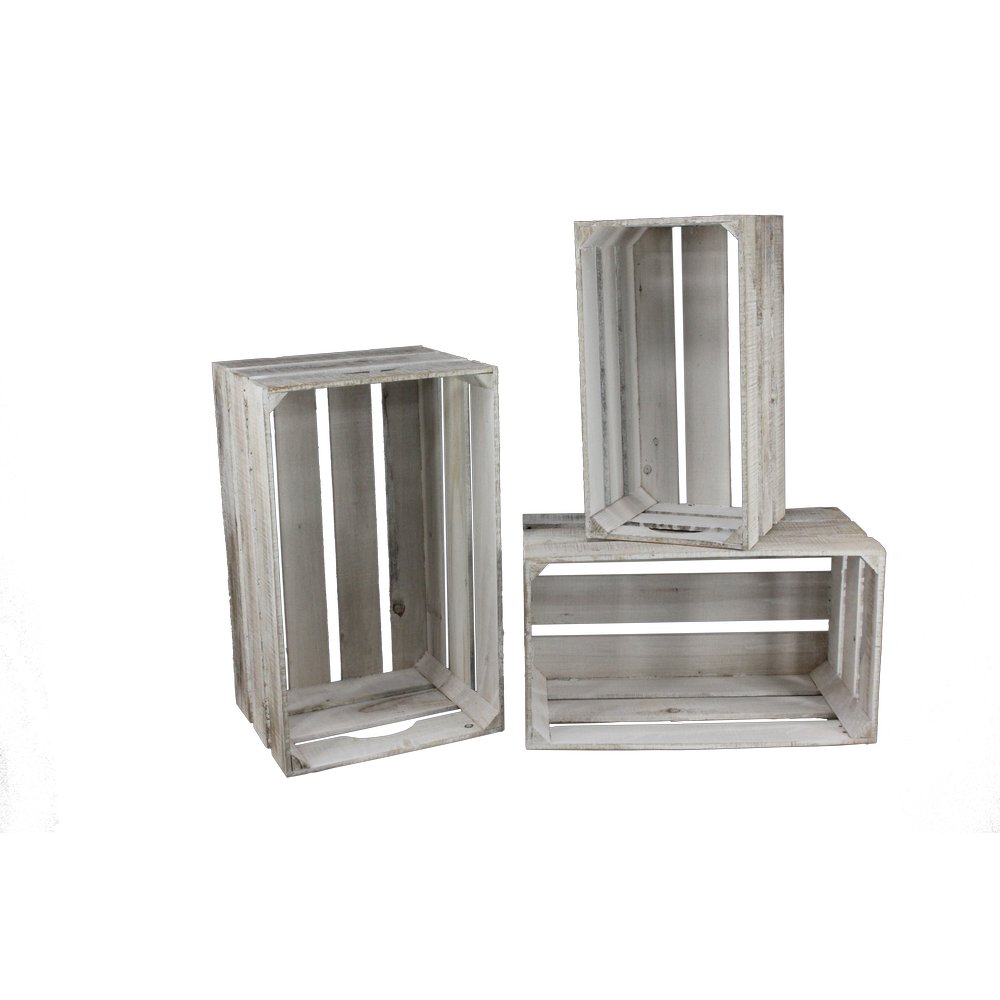 Holzkistensatz Big 3-teilig weiß-washed, 55/50/45 cm