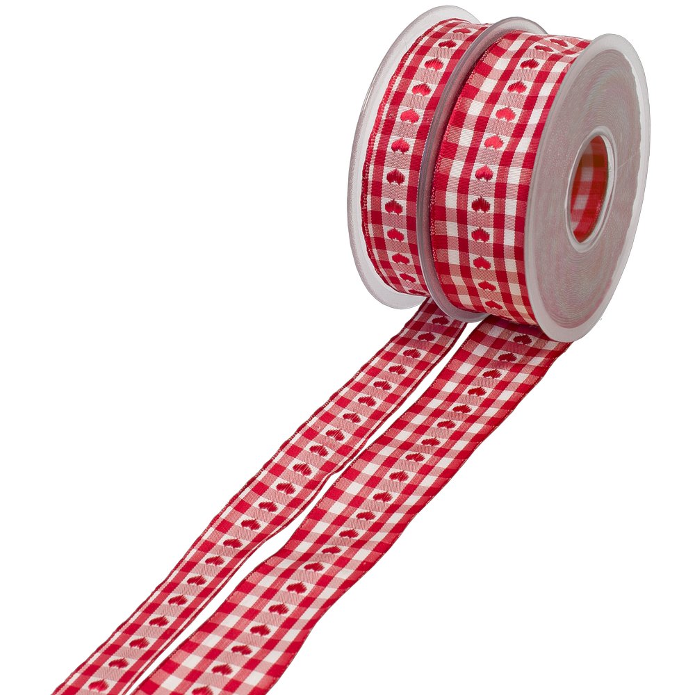 Band Herzkaro rot, 40 mm x 20 m