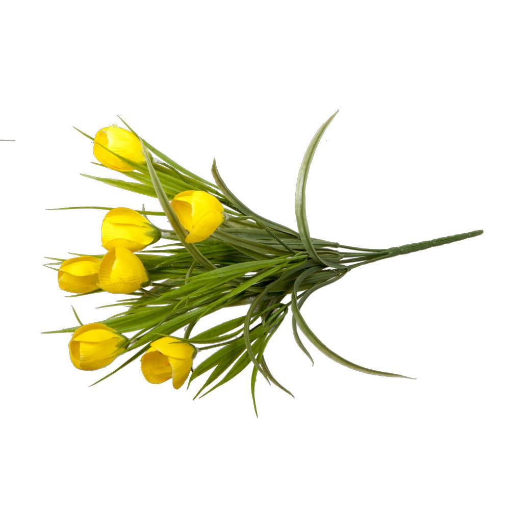 Krokus mit 7 Blüten grün/gelb, 38 cm, Ø 25 cm