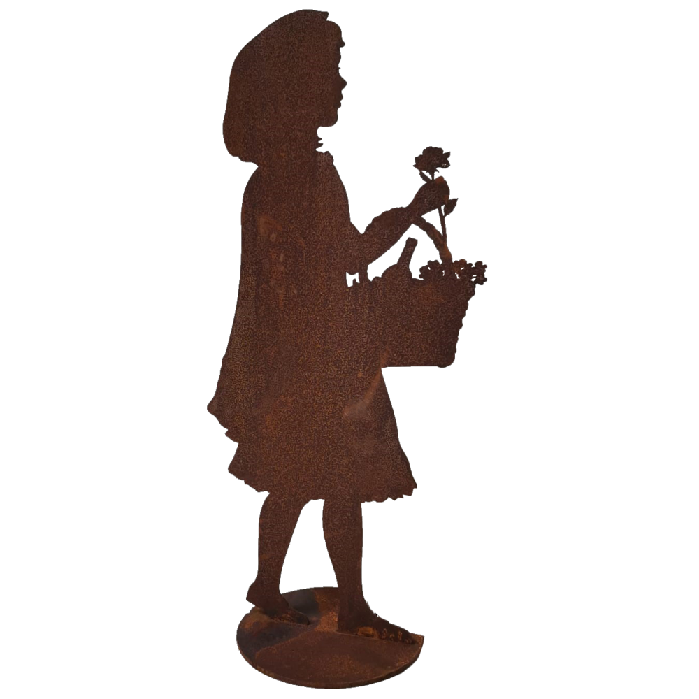 Rotkäppchen auf Platte Metall rosteffekt,B58 x H119 cm